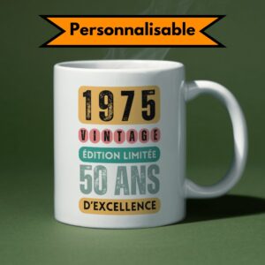 Mug anniversaire vintage personnalisé