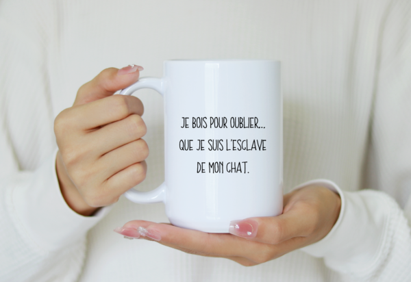 Mug humour chat, esclave de mon chat