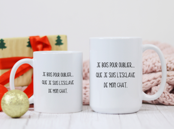 Mug humour chat, esclave de mon chat – Image 2